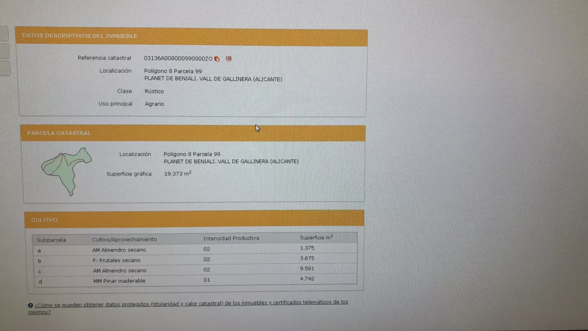 venta beniali rustica cercana a poblacion